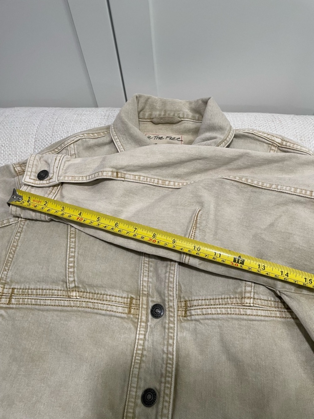 We The Free Star Crossed Boxy Cropped Denim Jacket Frappe Light Beige - Picture 13 of 13